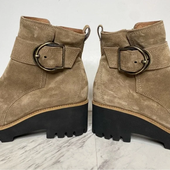 Paul Green Taupe Suede Buckle Lug Sole Boot 5 / 7.5 - Picture 9 of 16